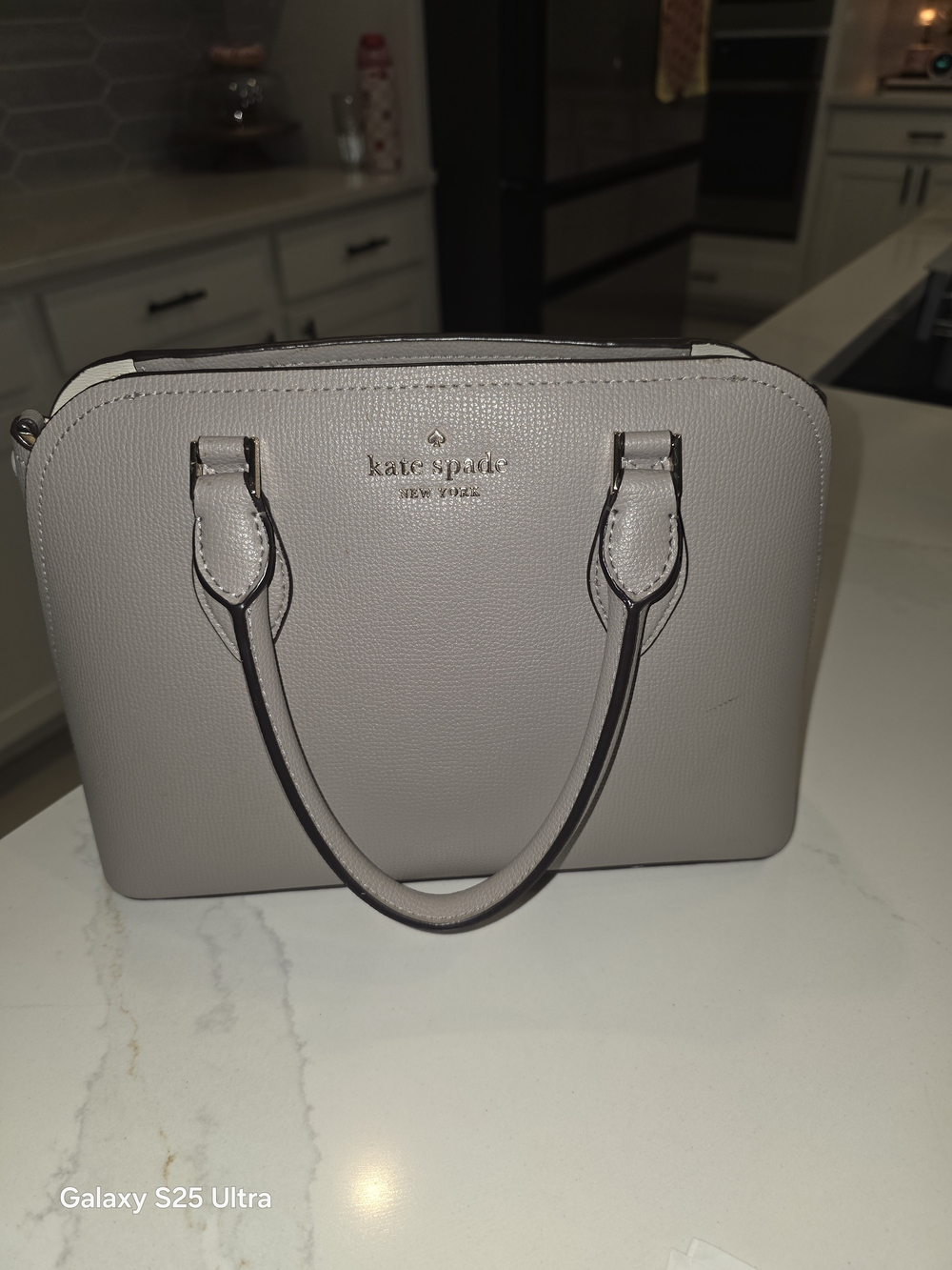 kate spade Light Gray Structured Leather Satchel
